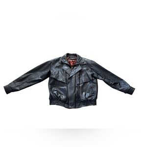 Gianni Ferrara Leather Jacket Men Size Large Black Full Zip Lined